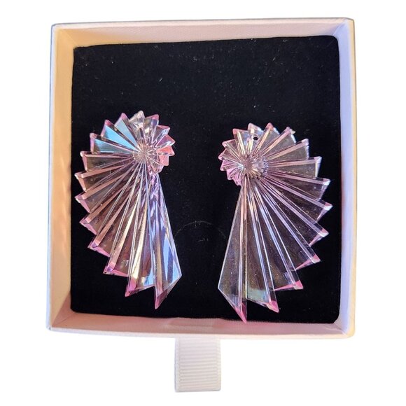 Lily Frank Pink Lucite Earrings Pierced with Posts Gift Box New - READ - Picture 2 of 7